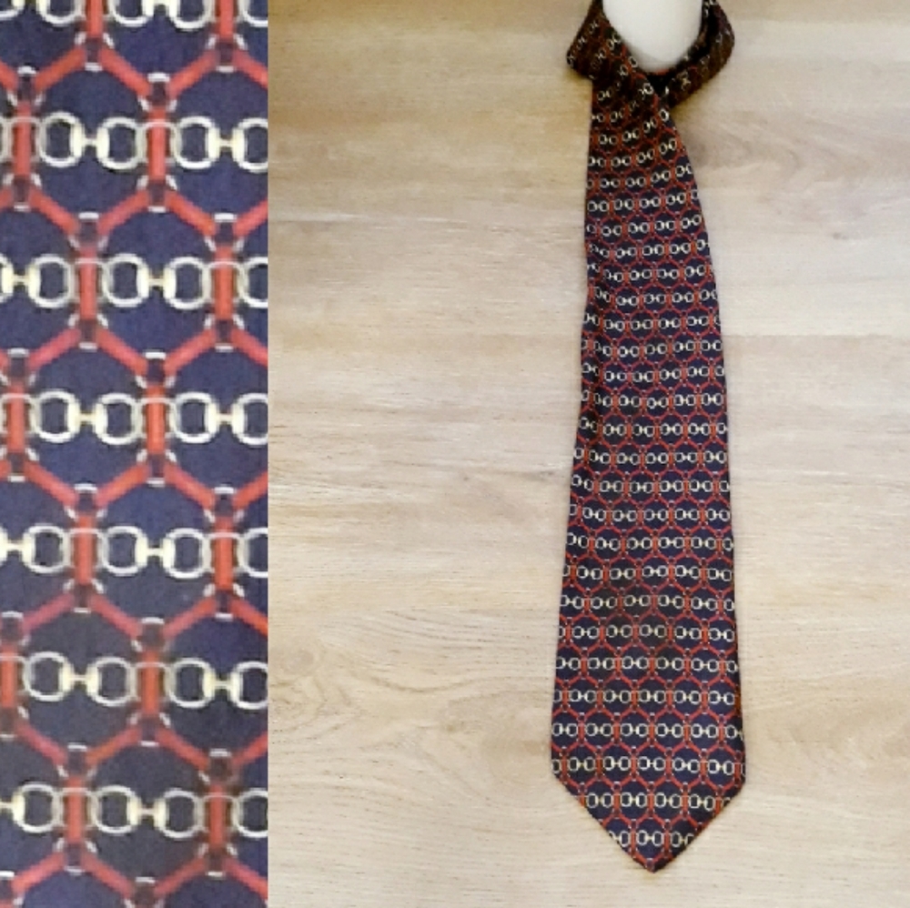 Vintage Paolo Gucci Blue Silk Equestrian Tie